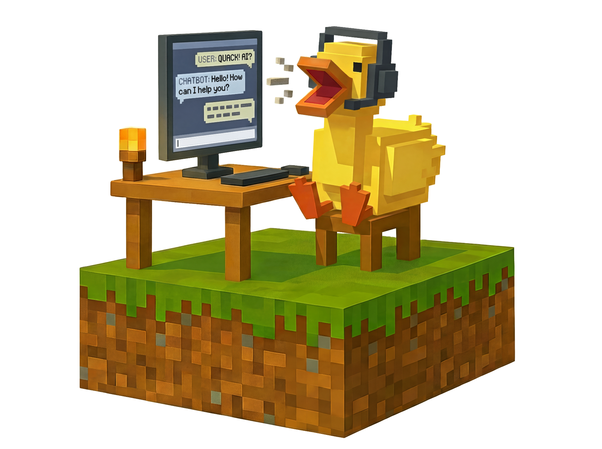 Pixel duck at desk